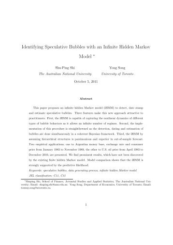 Identifying Speculative Bubbles with an Infinite Hidden Markov Model