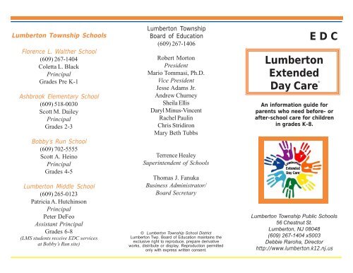 EDC Brochure.pmd - Lumberton Township Schools