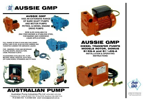Manual - GMP Models Rotor & Domus - Aussie Pumps