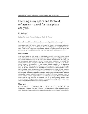 Focusing x-ray optics and Rietveld refinement â a tool for local ...