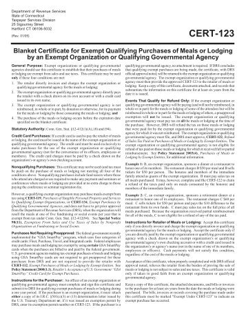 CERT-123, Blanket Certificate for Exempt Qualifying ... - CT.gov