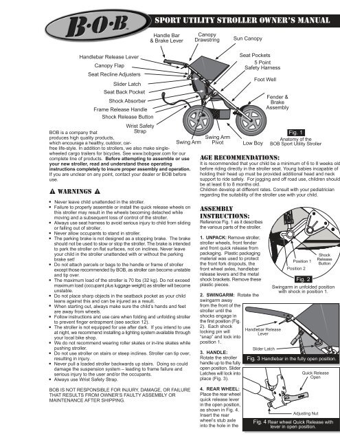 Sport Utility Stroller OWNER'S MANUAL - BOB Trailers and Strollers