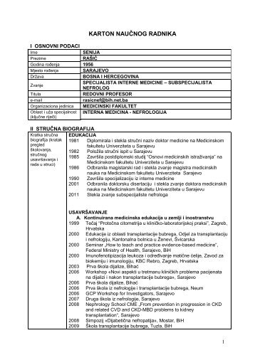 RaÅ¡iÄ Senija - Medicinski Fakultet u Sarajevu - University of Sarajevo