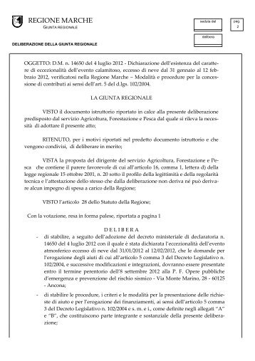 D.G.R. 1185 del 01/08/2012. - Marche Agricoltura