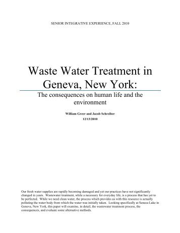 Waste Water Treatment in Geneva, New York: - Hobart and William ...