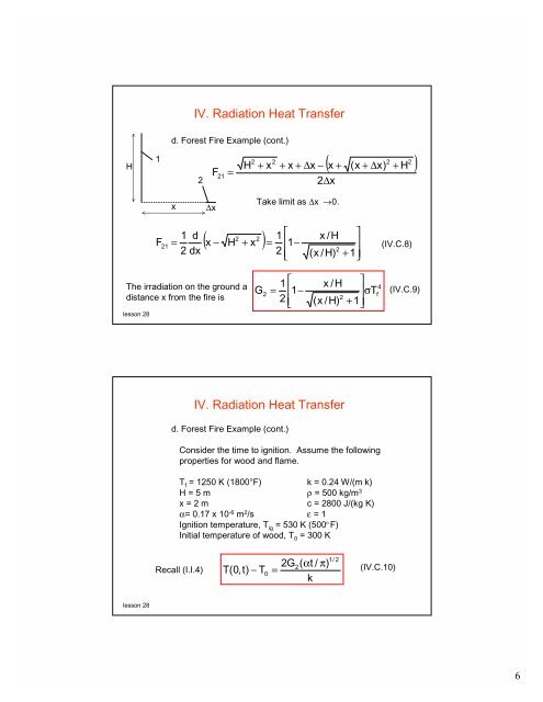IV. Radiation Heat Transfer IV. Radiation Heat Transfer