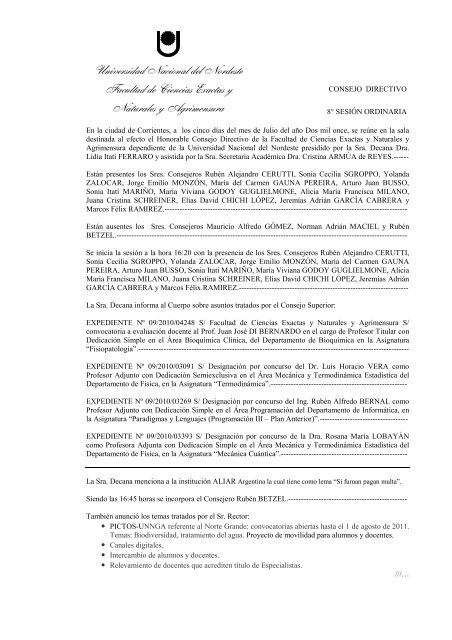 Acta Consejo Directivo, 8º Sesión ordinaria - FaCENA - Universidad ...