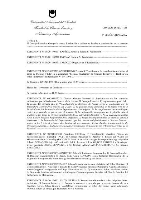 Acta Consejo Directivo, 8º Sesión ordinaria - FaCENA - Universidad ...