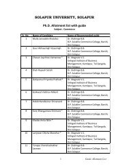 SOLAPUR UNIVERSITY, SOLAPUR Ph.D. Allotment list with guide