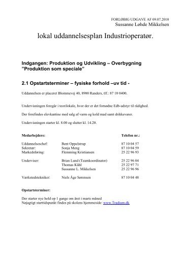 Uddannelsesplan produktivitet - Tradium