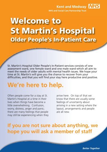Welcome to St Martin's Hospital Older People's In-Patient Care