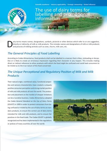 The use of dairy terms for labelling and promotional ... - IDF Germany