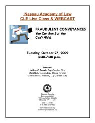 FRAUDULENT CONVEYANCES Nassau Academy of Law CLE Live ...