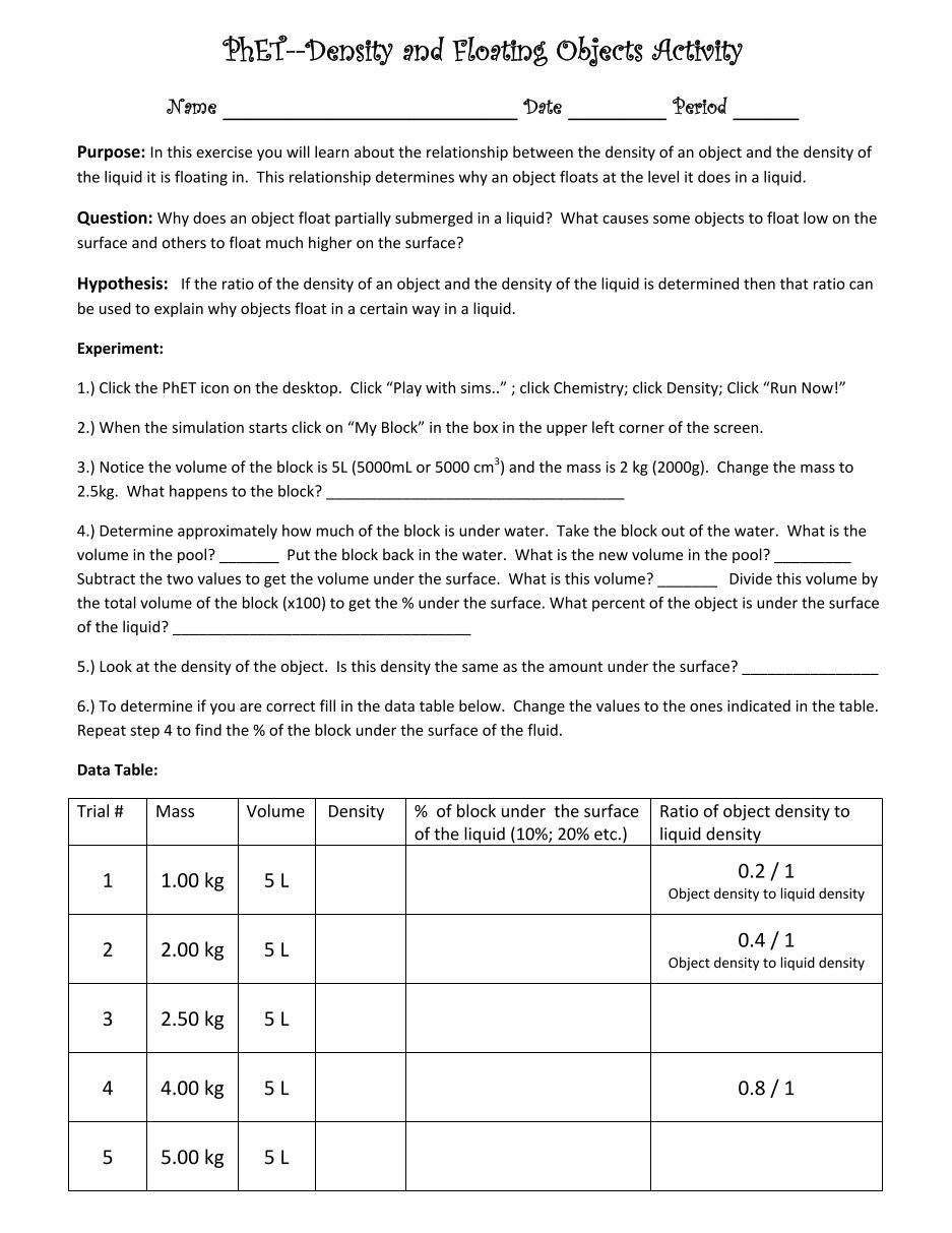 21 free Magazines from COLINAMIDDLE.NET Within Density Worksheet Middle School