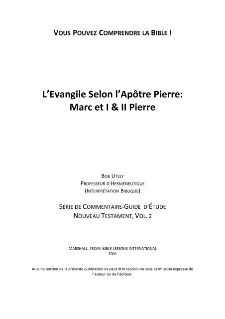 Marc et I & II Pierre - Free Bible Commentary