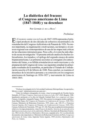 el Congreso americano de Lima (1847-1848) - Centro de ...