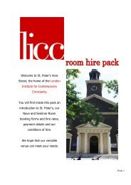 Enquiry Pack - The London Institute for Contemporary Christianity
