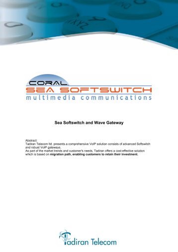 Sea Softswitch and Wave Gateway - Tadiran Telecom