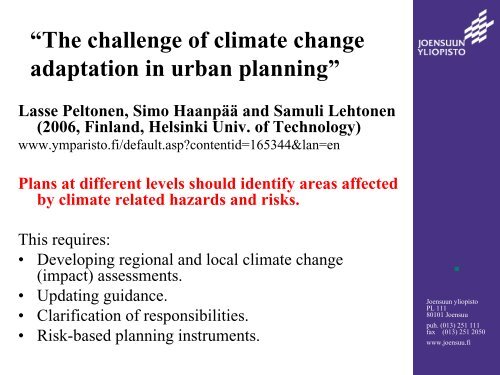 climate change adaptation policies - VATT