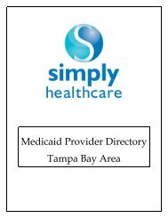 Medicaid Provider Directory Tampa Bay Area - Simply Healthcare ...