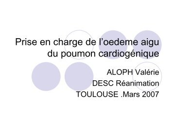 Prise en charge de l'OAP cardiogénique