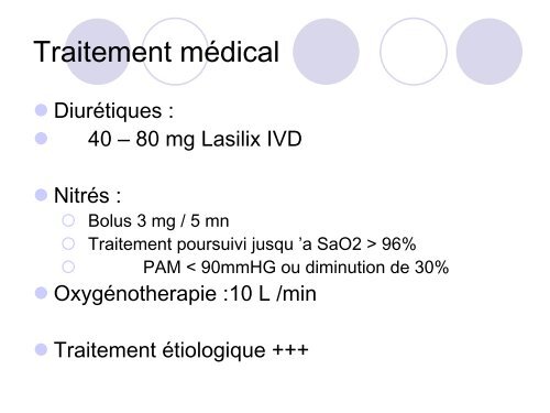 Prise en charge de l'OAP cardiogénique