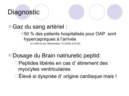 Prise en charge de l'OAP cardiogénique