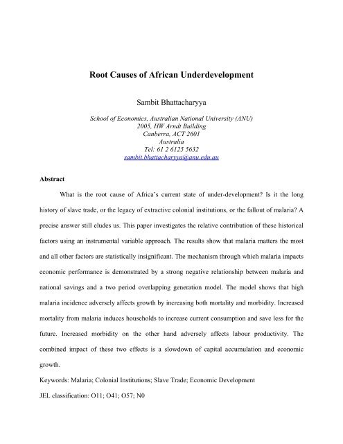 Root Causes of African Underdevelopment