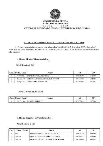 2Âº Teste de Credenciamento LinguÃ­stico (TCL) de 2009 - Portal de ...