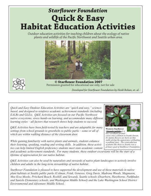 Quick & Easy Habitat Education Activities - Washington Native Plant ...