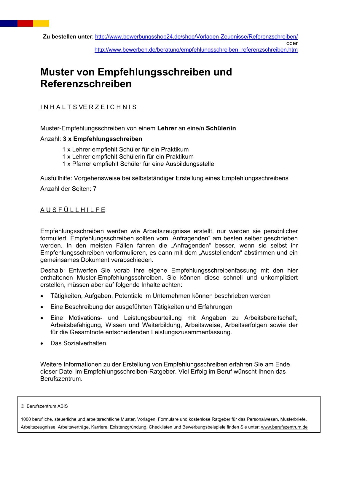 empfehlung schreiben schule