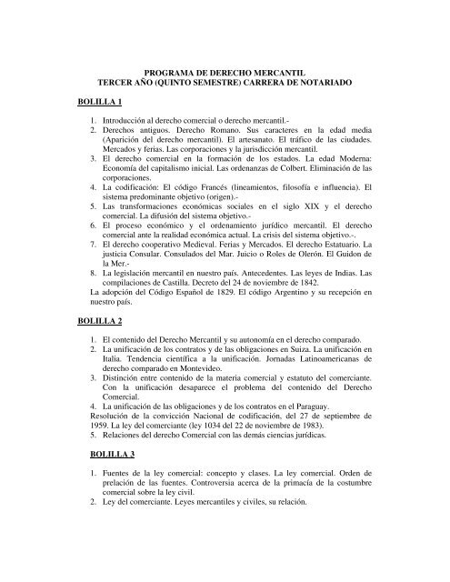 PROGRAMA DE DERECHO MERCANTIL TERCER AÃO (QUINTO ...