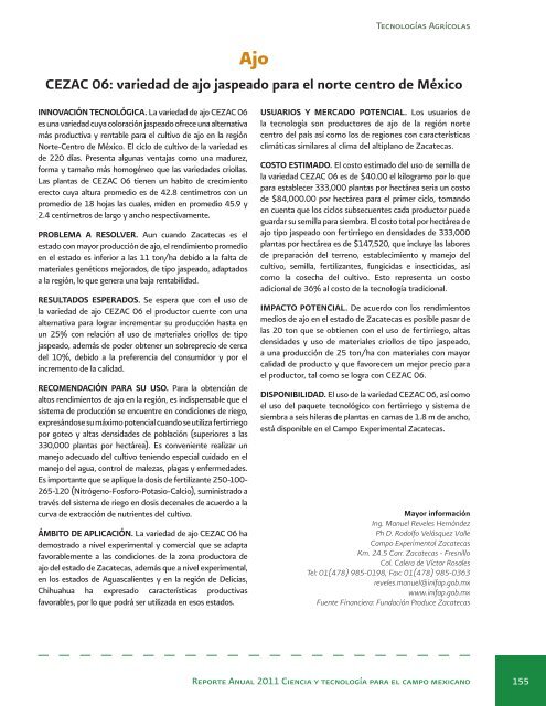 Reporte Anual 2011 Ciencia y tecnologÃ­a para el campo mexicano