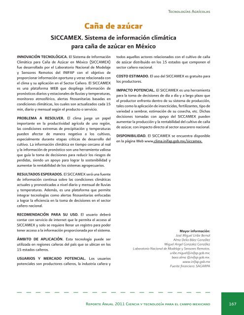 Reporte Anual 2011 Ciencia y tecnologÃ­a para el campo mexicano