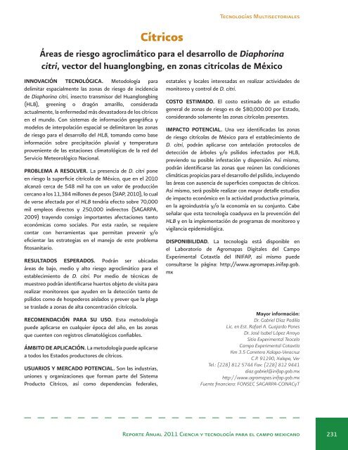 Reporte Anual 2011 Ciencia y tecnologÃ­a para el campo mexicano