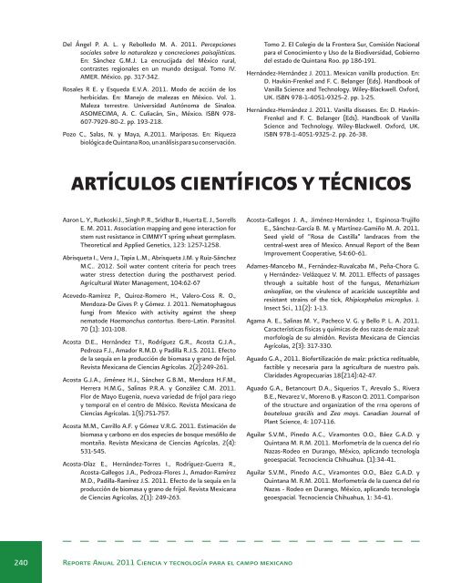 Reporte Anual 2011 Ciencia y tecnologÃ­a para el campo mexicano