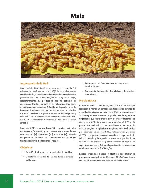 Reporte Anual 2011 Ciencia y tecnologÃ­a para el campo mexicano