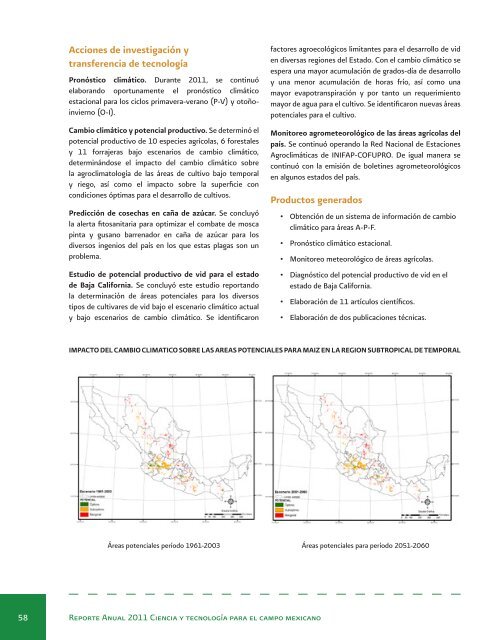 Reporte Anual 2011 Ciencia y tecnologÃ­a para el campo mexicano