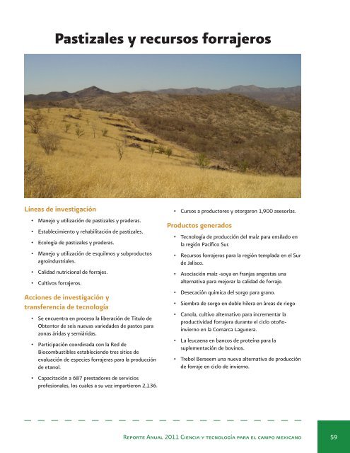 Reporte Anual 2011 Ciencia y tecnologÃ­a para el campo mexicano