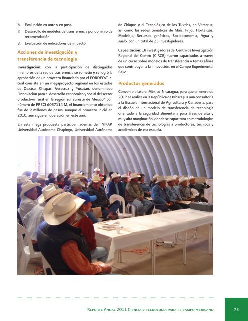 Reporte Anual 2011 Ciencia y tecnologÃ­a para el campo mexicano