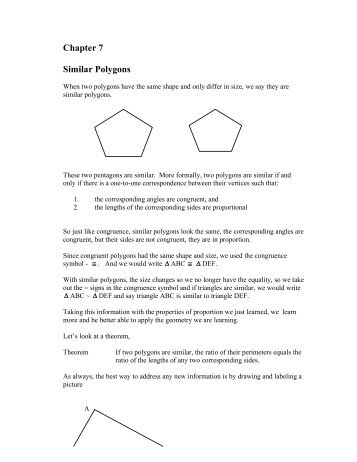 Chapter 7. Similar Polygons - Hanlon Math