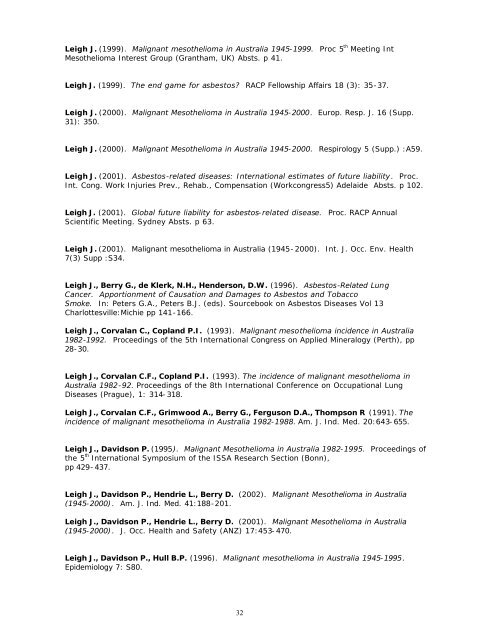 Australian Mesothelioma Register Report 2002 - Safe Work Australia