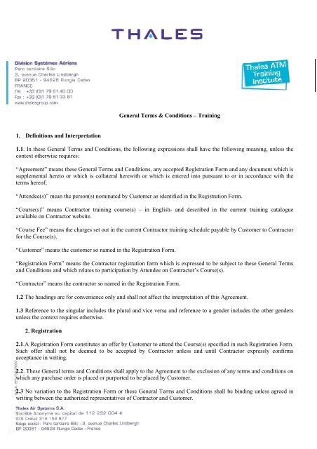 General Terms &amp; Conditions â€“ Training 1  - Customer Online