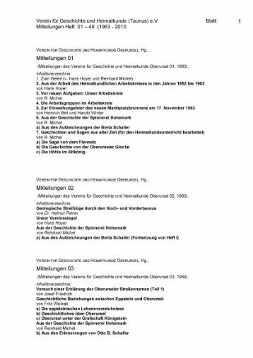 Oberurseler Geschichtsverein Mitteilungen Heft 01 - Verein für ...