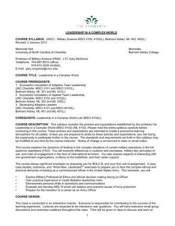 MSCI 4102 - UNC Charlotte Army ROTC - University of North ...
