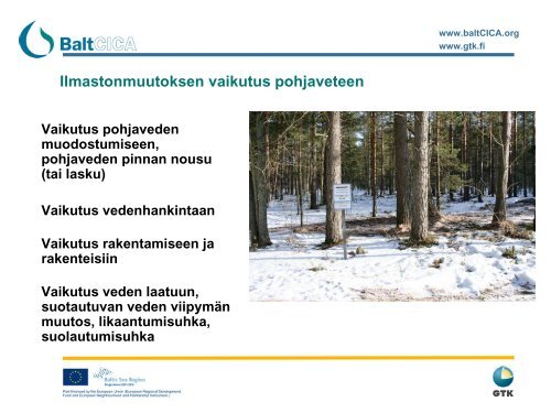 Ilmastonmuutoksen vaikutuksia pohjaveteen ... - BaltCICA