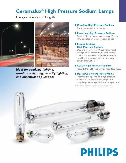 Ceramalux® High Pressure Sodium Lamps - Philips Lighting