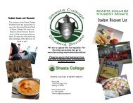 Student Discount List - Shasta College