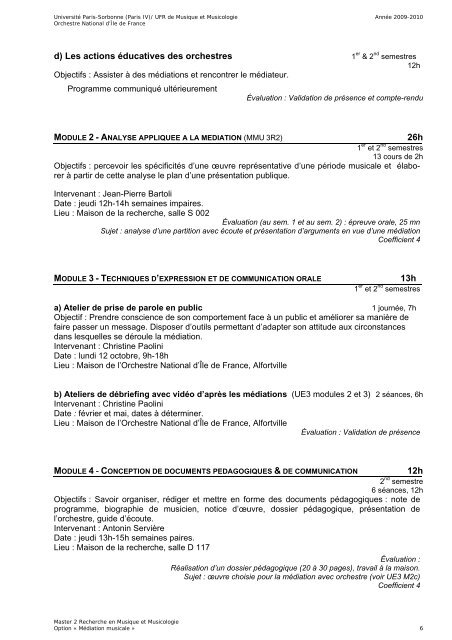 Master 2 Recherche musique et musicologie option mÃ©diation ...