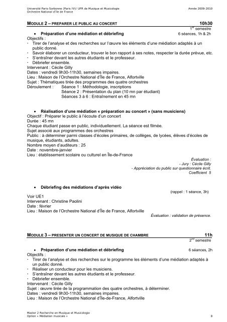 Master 2 Recherche musique et musicologie option mÃ©diation ...